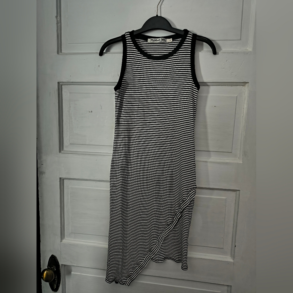 Michael Stars Striped Asymmetrical Dress
